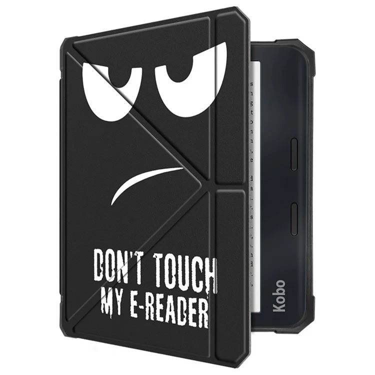 For Kobo Libra 2 N418 E-Reader Case Pattern Printing Origami Stand TPU+PU Leather Tablet Cover