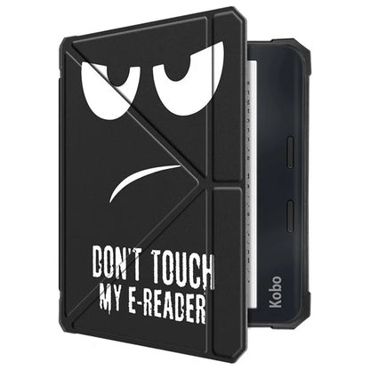 For Kobo Libra 2 N418 E-Reader Case Pattern Printing Origami Stand TPU+PU Leather Tablet Cover