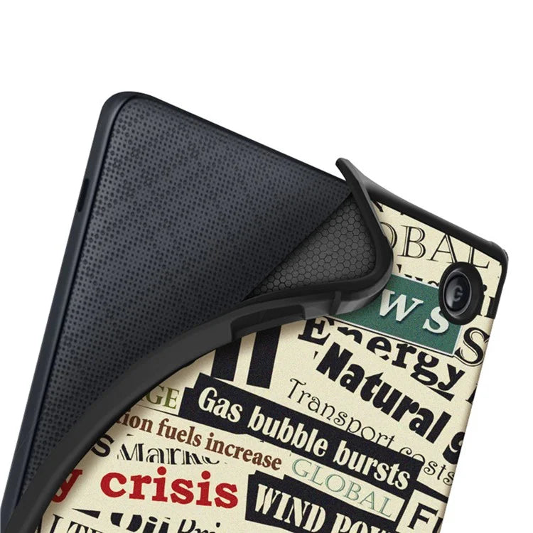 For Kobo Libra 2 N418 E-Reader Case Pattern Printing Origami Stand TPU+PU Leather Tablet Cover