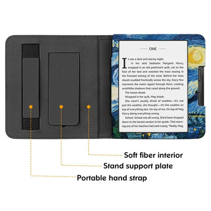 For Kobo Libra 2 N418 Kickstand Case Pattern Printing PU Leather E-Reader Cover