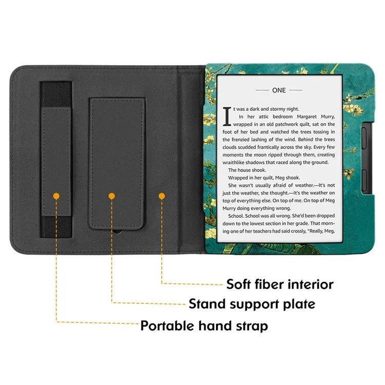For Kobo Libra 2 N418 Kickstand Case Pattern Printing PU Leather E-Reader Cover