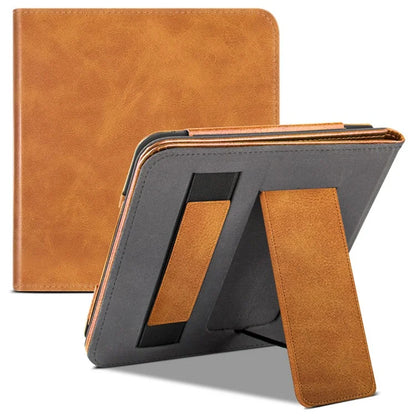 For Kobo Libra 2 N418 Tablet Case Auto Wake / Sleep PU Leather E-Reader Cover with Hand Strap, Kickstand