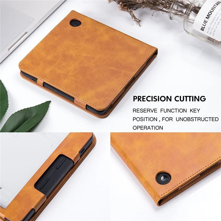 For Kobo Libra 2 N418 Tablet Case Auto Wake / Sleep PU Leather E-Reader Cover with Hand Strap, Kickstand