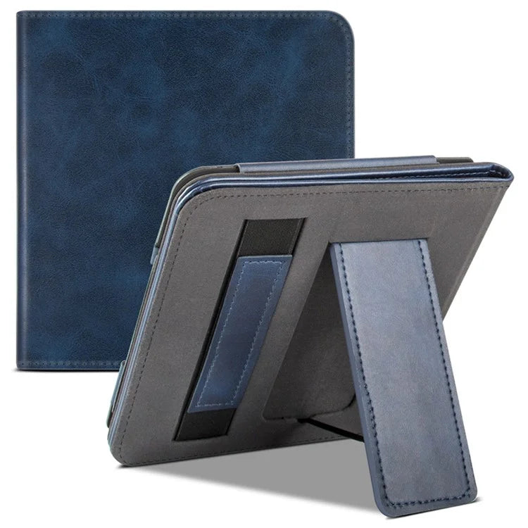 For Kobo Libra 2 N418 Tablet Case Auto Wake / Sleep PU Leather E-Reader Cover with Hand Strap, Kickstand