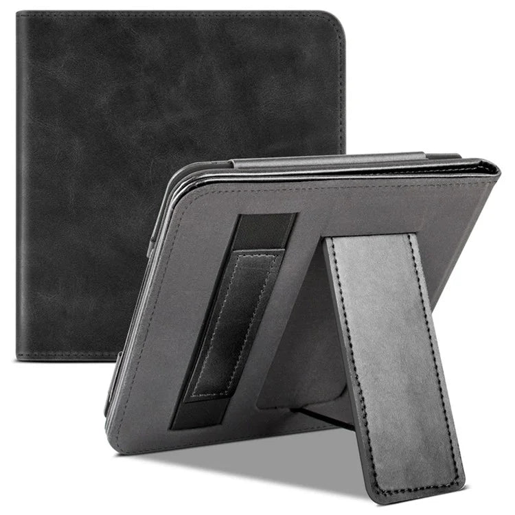 For Kobo Libra 2 N418 Tablet Case Auto Wake / Sleep PU Leather E-Reader Cover with Hand Strap, Kickstand