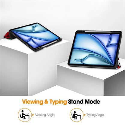For iPad Air 13 (2024) Case Pattern Printing Tri-fold Stand Leather Cover with Pen Slot