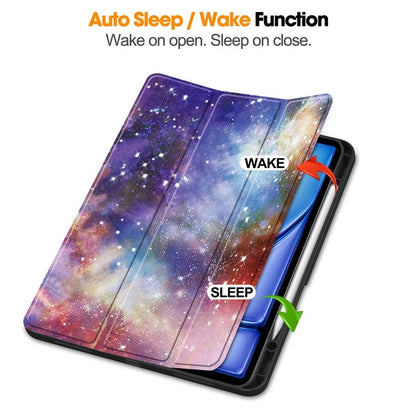 For iPad Air 13 (2024) Case Pattern Printing Tri-fold Stand Leather Cover with Pen Slot