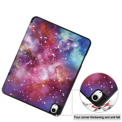 For iPad Air 13 (2024) Case Pattern Printing Tri-fold Stand Leather Cover with Pen Slot