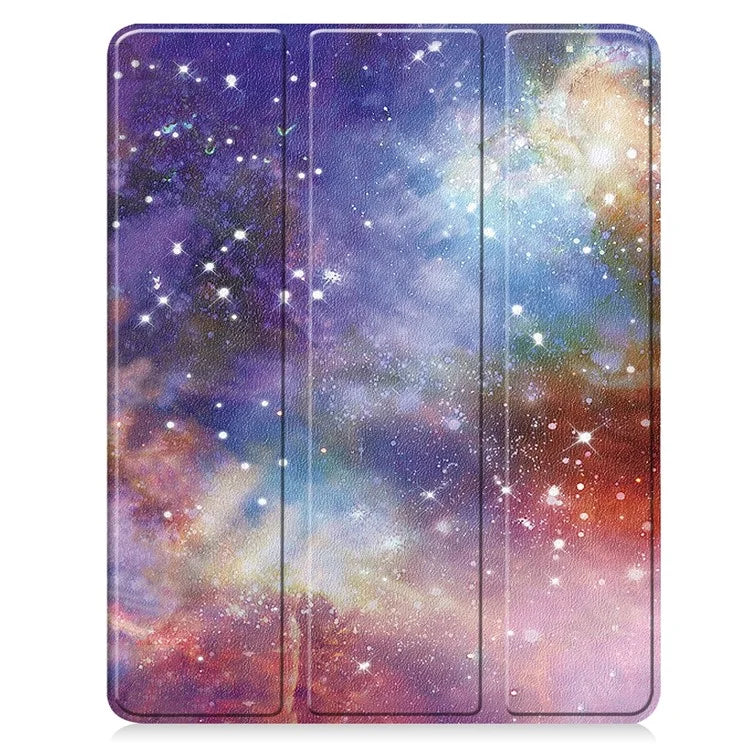 For iPad Air 13 (2024) Case Pattern Printing Tri-fold Stand Leather Cover with Pen Slot