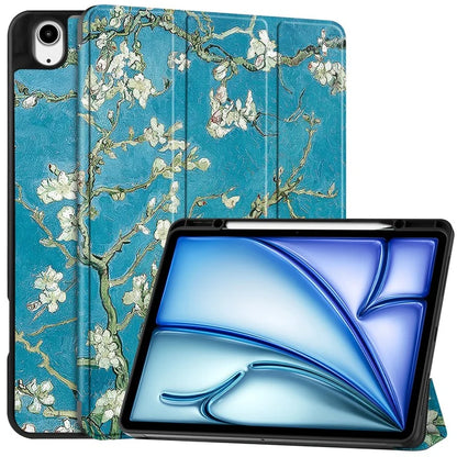 For iPad Air 13 (2024) Case Pattern Printing Tri-fold Stand Leather Cover with Pen Slot