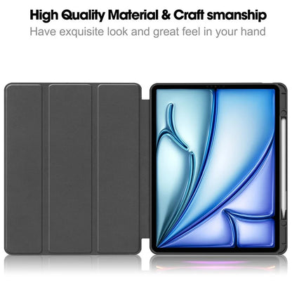 For iPad Air 13 (2024) Case Pattern Printing Tri-fold Stand Leather Cover with Pen Slot