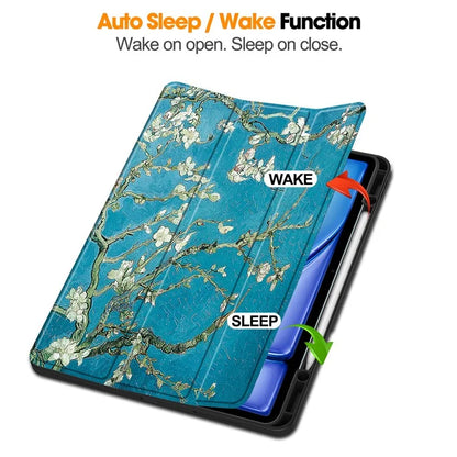 For iPad Air 13 (2024) Case Pattern Printing Tri-fold Stand Leather Cover with Pen Slot
