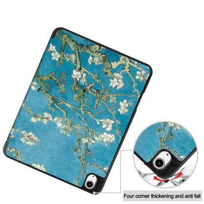 For iPad Air 13 (2024) Case Pattern Printing Tri-fold Stand Leather Cover with Pen Slot