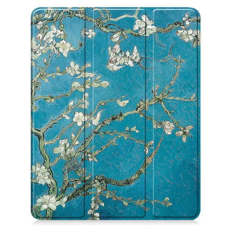 For iPad Air 13 (2024) Case Pattern Printing Tri-fold Stand Leather Cover with Pen Slot