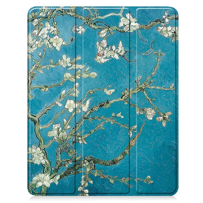 For iPad Air 13 (2024) Case Pattern Printing Tri-fold Stand Leather Cover with Pen Slot