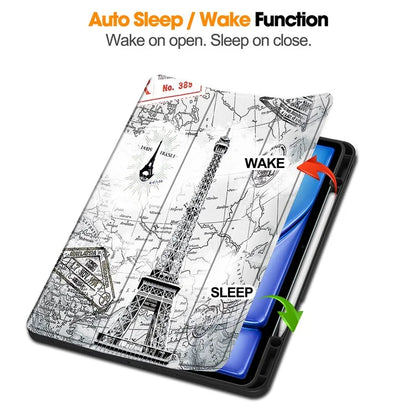 For iPad Air 13 (2024) Case Pattern Printing Tri-fold Stand Leather Cover with Pen Slot