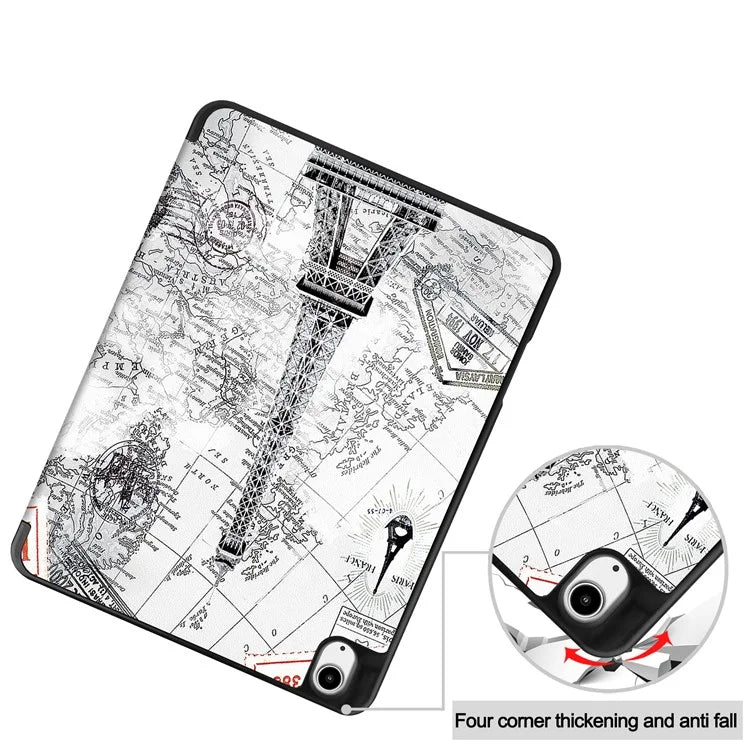 For iPad Air 13 (2024) Case Pattern Printing Tri-fold Stand Leather Cover with Pen Slot