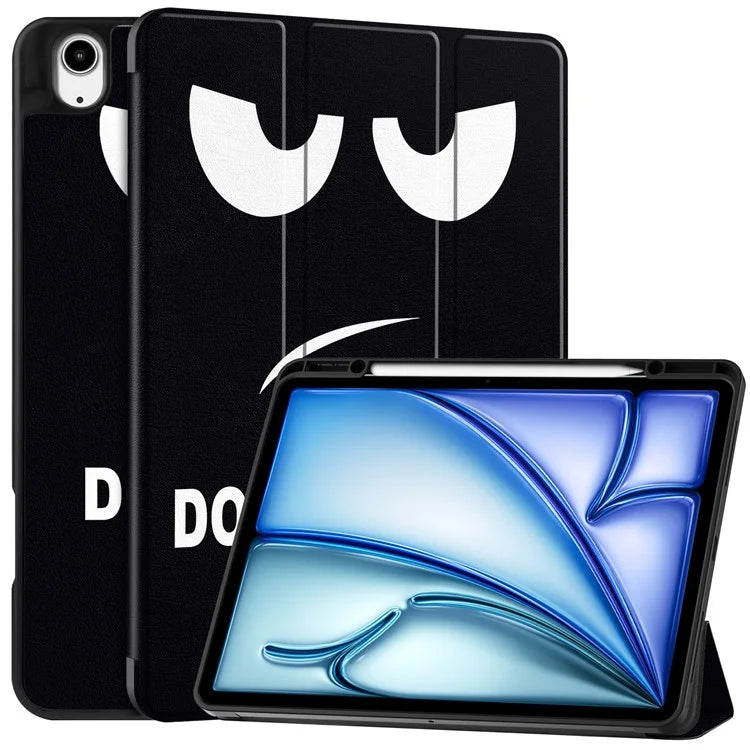 For iPad Air 13 (2024) Case Pattern Printing Tri-fold Stand Leather Cover with Pen Slot