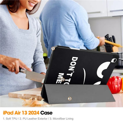 For iPad Air 13 (2024) Case Pattern Printing Tri-fold Stand Leather Cover with Pen Slot