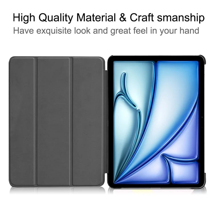 For iPad Air 13 (2024) Case Auto Wake  /  Sleep Tri-fold Stand Leather Tablet Cover