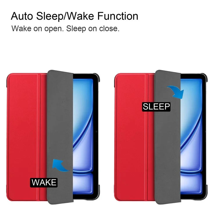 For iPad Air 13 (2024) Case Auto Wake  /  Sleep Tri-fold Stand Leather Tablet Cover