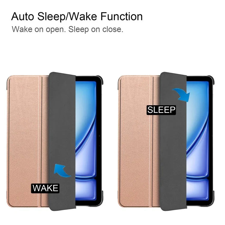 For iPad Air 13 (2024) Case Auto Wake  /  Sleep Tri-fold Stand Leather Tablet Cover