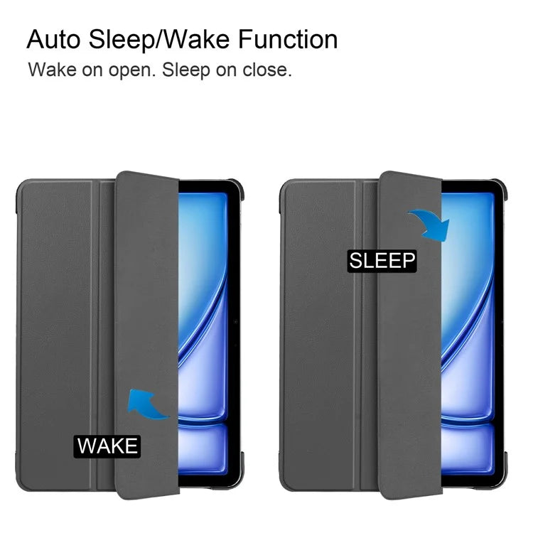 For iPad Air 13 (2024) Case Auto Wake  /  Sleep Tri-fold Stand Leather Tablet Cover