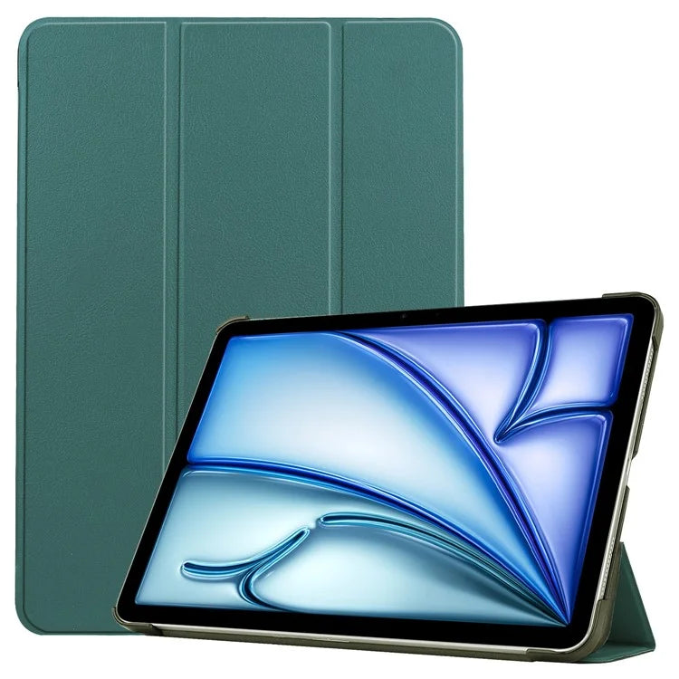 For iPad Air 13 (2024) Case Auto Wake  /  Sleep Tri-fold Stand Leather Tablet Coverish Green
