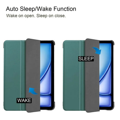 For iPad Air 13 (2024) Case Auto Wake  /  Sleep Tri-fold Stand Leather Tablet Coverish Green