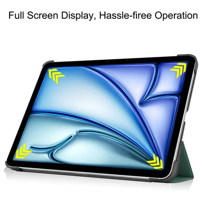 For iPad Air 13 (2024) Case Auto Wake  /  Sleep Tri-fold Stand Leather Tablet Coverish Green