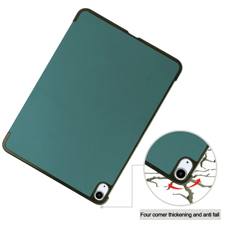 For iPad Air 13 (2024) Case Auto Wake  /  Sleep Tri-fold Stand Leather Tablet Coverish Green