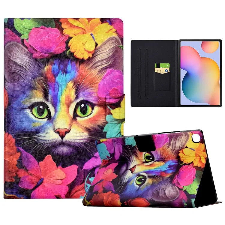 For Samsung Galaxy Tab S6 Lite (2020) / (2022) / (2024) (SM-P610 / 615) Case Pattern Printing Leather Tablet Cover with Card Holder