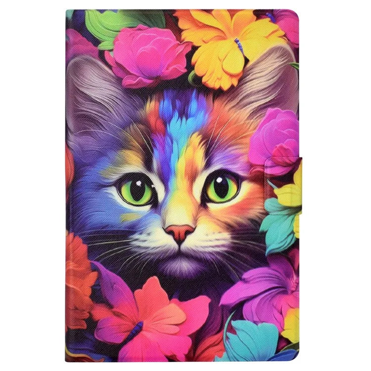 For Samsung Galaxy Tab S6 Lite (2020) / (2022) / (2024) (SM-P610 / 615) Case Pattern Printing Leather Tablet Cover with Card Holder