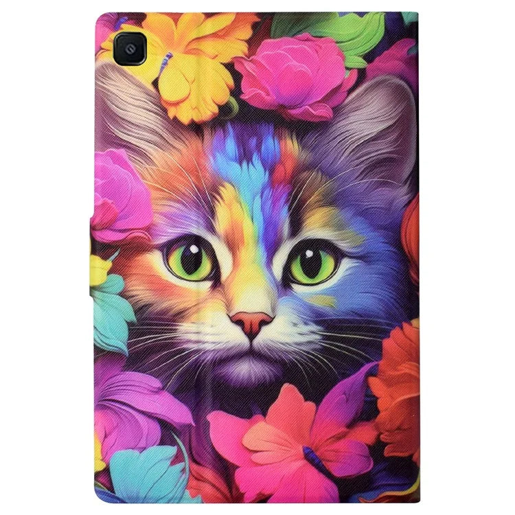 For Samsung Galaxy Tab S6 Lite (2020) / (2022) / (2024) (SM-P610 / 615) Case Pattern Printing Leather Tablet Cover with Card Holder