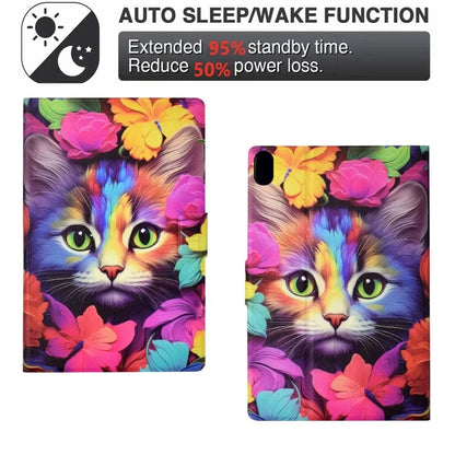 For iPad 10.9 (2022) Case with Card Slots Pattern Printed Bump Proof Leather Tablet Cover
