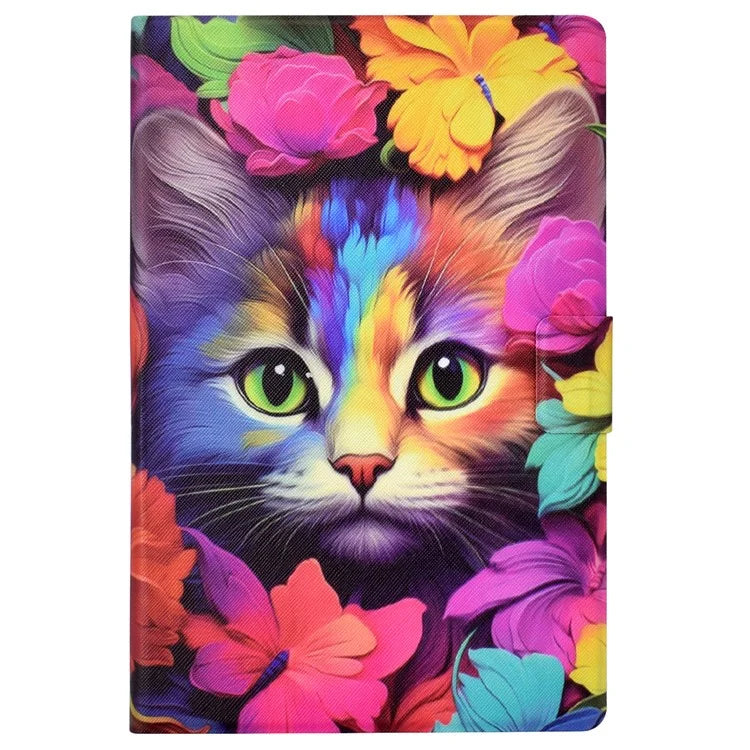 For iPad 10.9 (2022) Case with Card Slots Pattern Printed Bump Proof Leather Tablet Cover