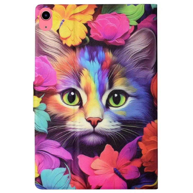 For iPad 10.9 (2022) Case with Card Slots Pattern Printed Bump Proof Leather Tablet Cover