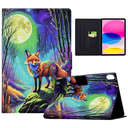 For iPad 10.9 (2022) Case with Card Slots Pattern Printed Bump Proof Leather Tablet Cover