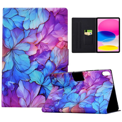 For iPad 10.9 (2022) Case with Card Slots Pattern Printed Bump Proof Leather Tablet Cover