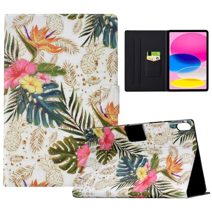 For iPad 10.9 (2022) Case with Card Slots Pattern Printed Bump Proof Leather Tablet Cover