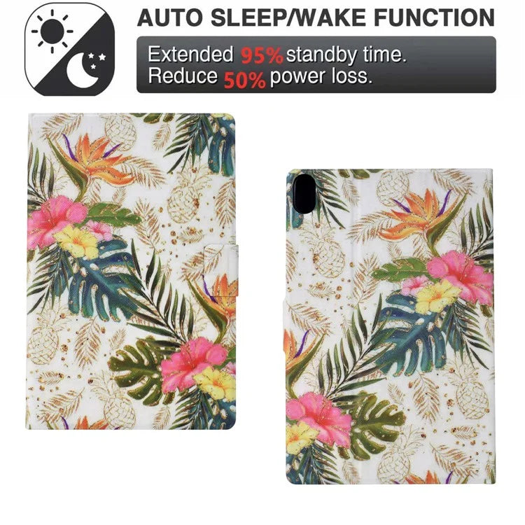 For iPad 10.9 (2022) Case with Card Slots Pattern Printed Bump Proof Leather Tablet Cover