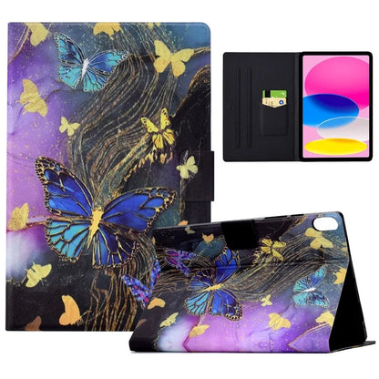 For iPad 10.9 (2022) Case with Card Slots Pattern Printed Bump Proof Leather Tablet Cover