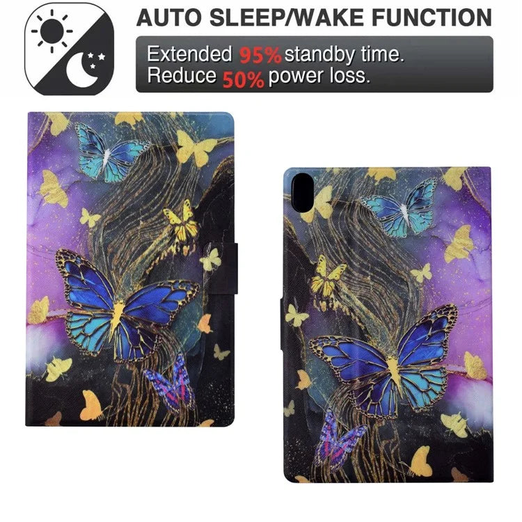 For iPad 10.9 (2022) Case with Card Slots Pattern Printed Bump Proof Leather Tablet Cover
