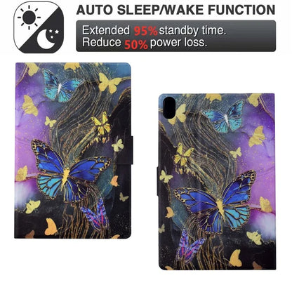 For iPad 10.9 (2022) Case with Card Slots Pattern Printed Bump Proof Leather Tablet Cover