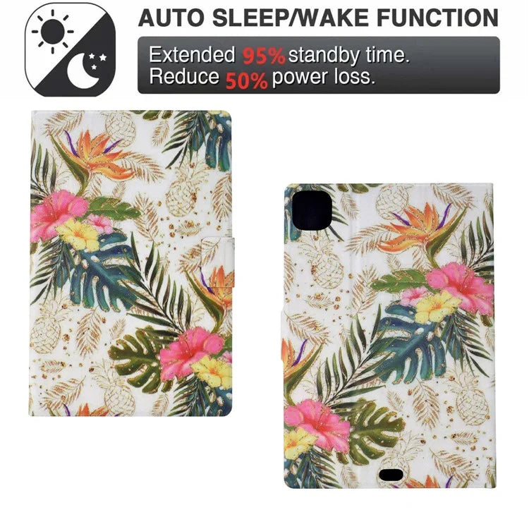 For iPad Pro 11 (2018) / (2020) / iPad Air 11 (2024) / Air (2020) / (2022) Case PU Leather Pattern Folio Smart Tablet Cover