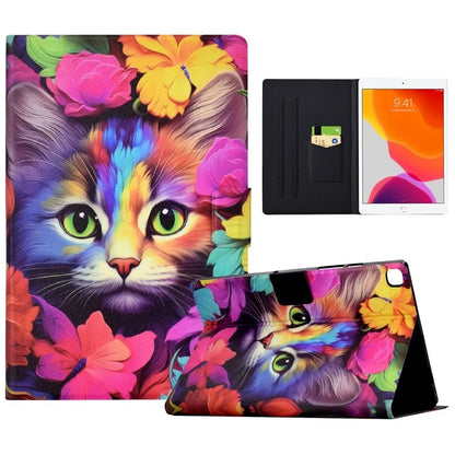 For iPad 10.2 (2020) / (2019) / iPad Air 10.5 inch (2019) Leather Case Pattern Print Card Slots Tablet Cover