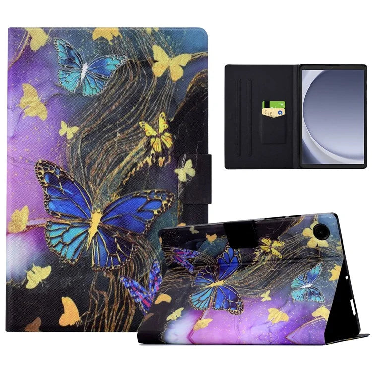 For Samsung Galaxy Tab A9 Case PU Leather Pattern Folding Stand Protective Tablet Cover