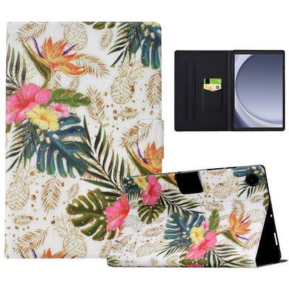 For Samsung Galaxy Tab A9 Case PU Leather Pattern Folding Stand Protective Tablet Cover