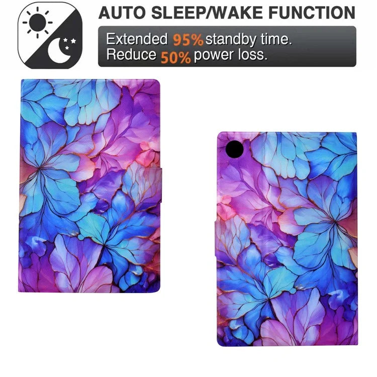 For Samsung Galaxy Tab A9 Case PU Leather Pattern Folding Stand Protective Tablet Cover