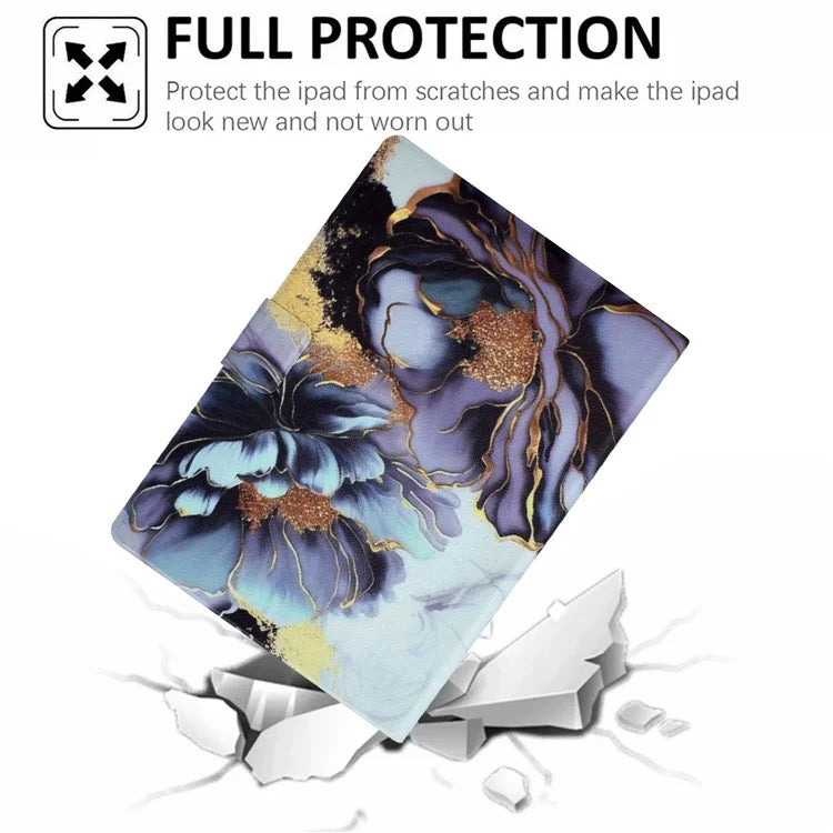For Samsung Galaxy Tab A9 Case PU Leather Pattern Folding Stand Protective Tablet Cover